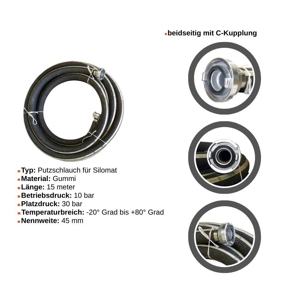 Gummi Förderschlauch für Silomat 15 meter