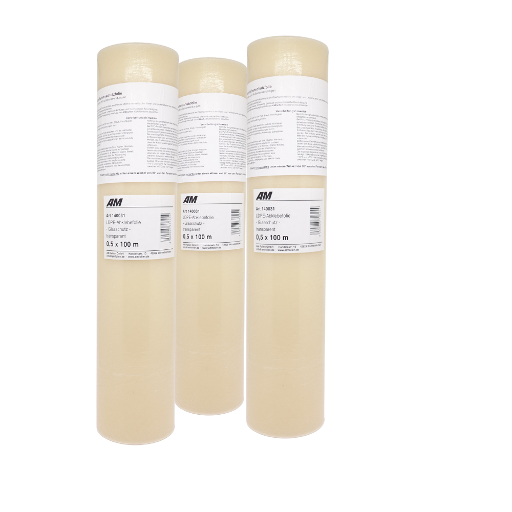 LDPE-Abklebefolie „Glasschutz“ 50 cm x 100 m, weiß, 50 µm