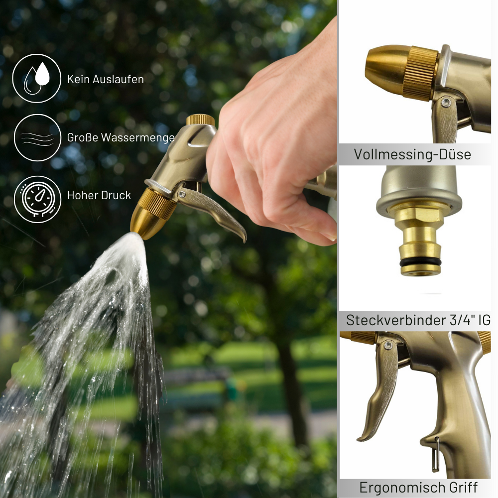 Gartenschlauch Pistolenspritze mit Steckverbinder 3/4" IG, Vollmetall