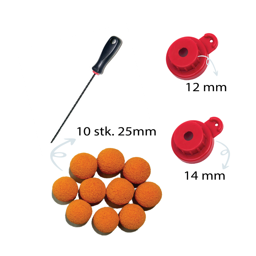 Feinputzgerät Zubehör Set – 2 Düsen, 10 Schwammkugeln & Stichling