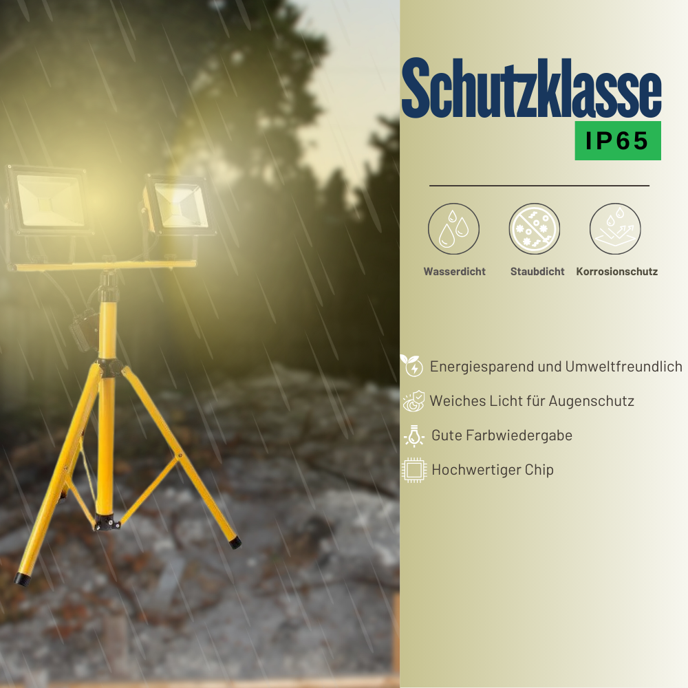 2X Flutlicht 50W Baustrahler mit Stativ LED