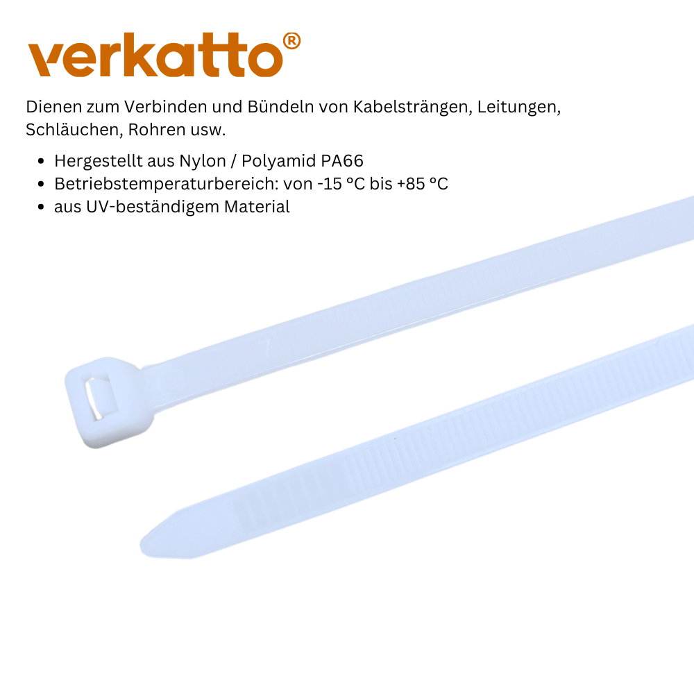 Weiße Kabelbinder 50 Stk. in Beutel