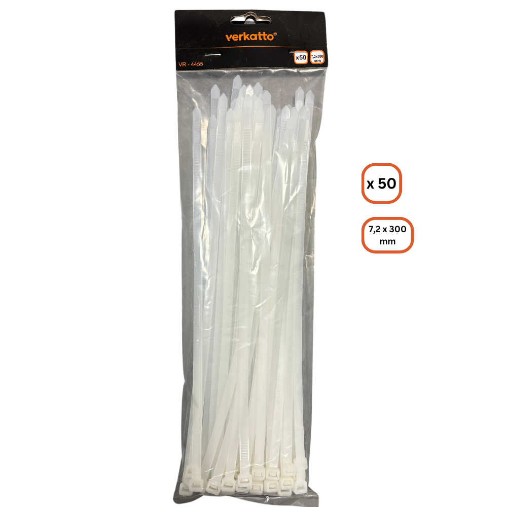 Weiße Kabelbinder 50 Stk. in Beutel