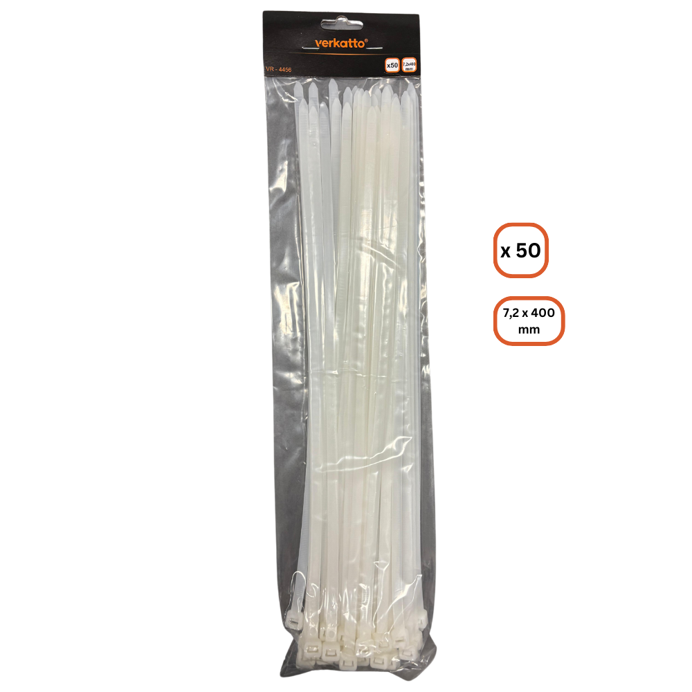 Weiße Kabelbinder 50 Stk. in Beutel