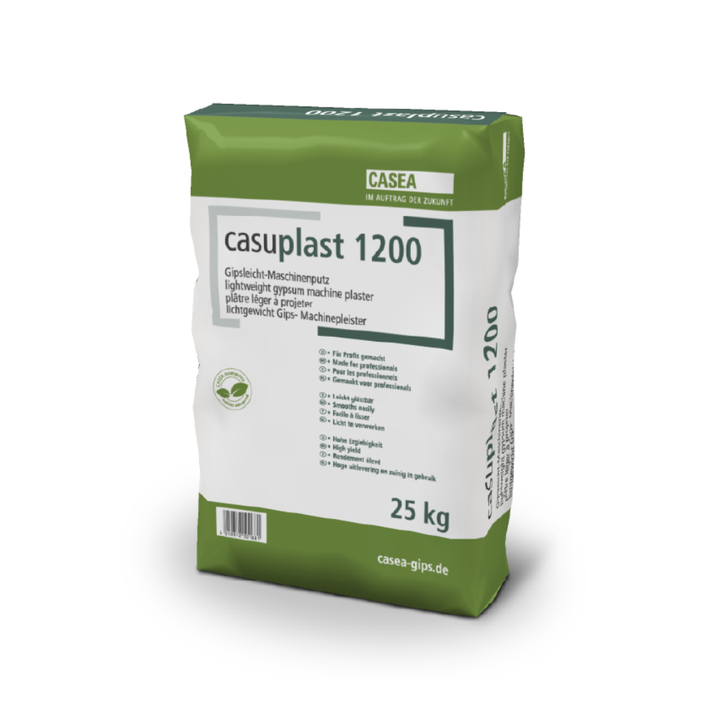 casuplast 1200 – Gipsleicht-Maschinenputz (25 kg Sack), maschinen- & handverarbeitbar
