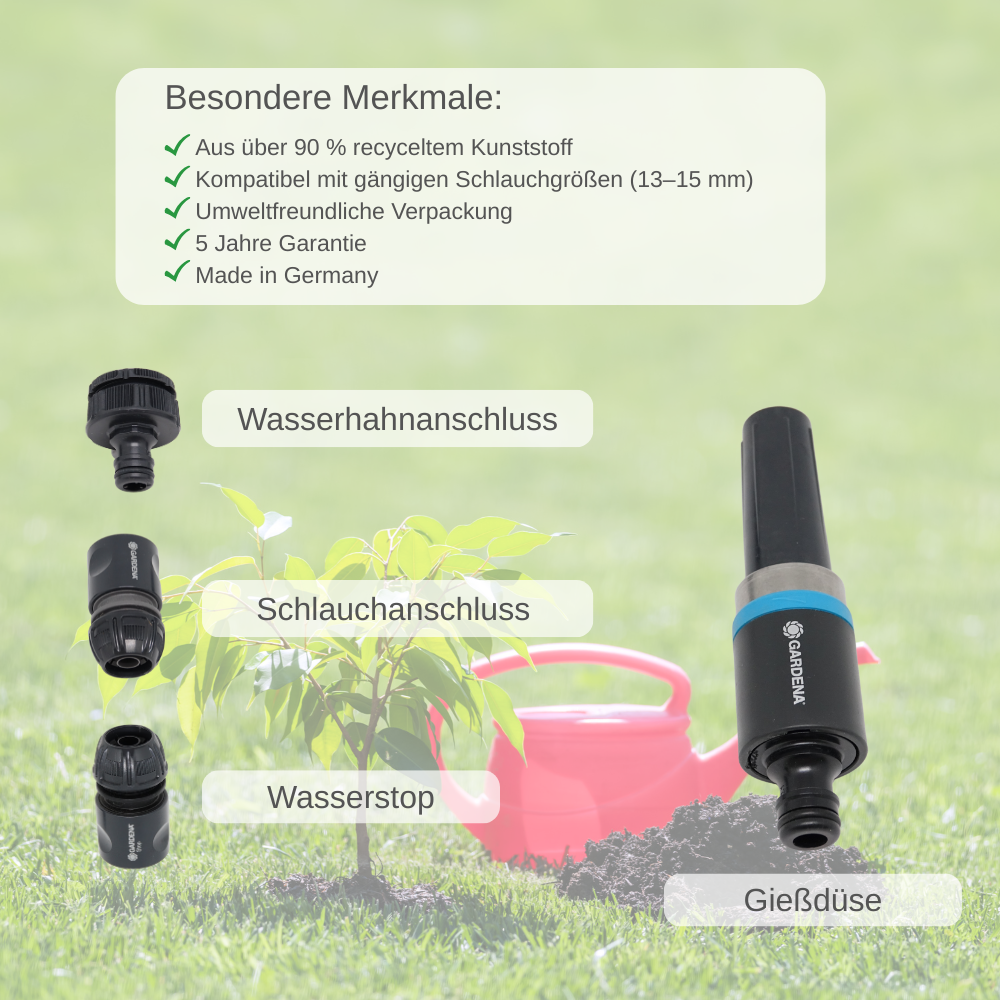 Gardena EcoLine Gartenspritze mit Anschluss-Set (4-teilig)