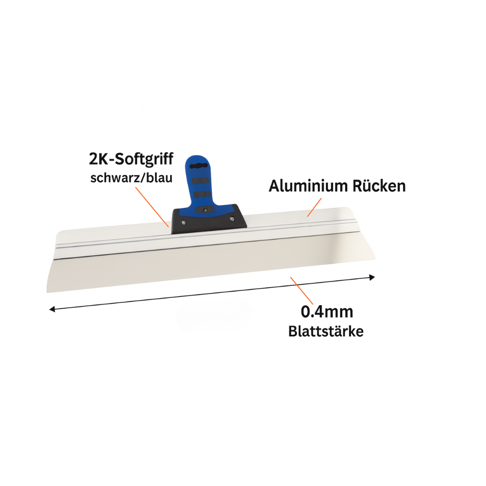 Profi Flächenspachtel Rakel Edelstahlklinge (0,4 mm)