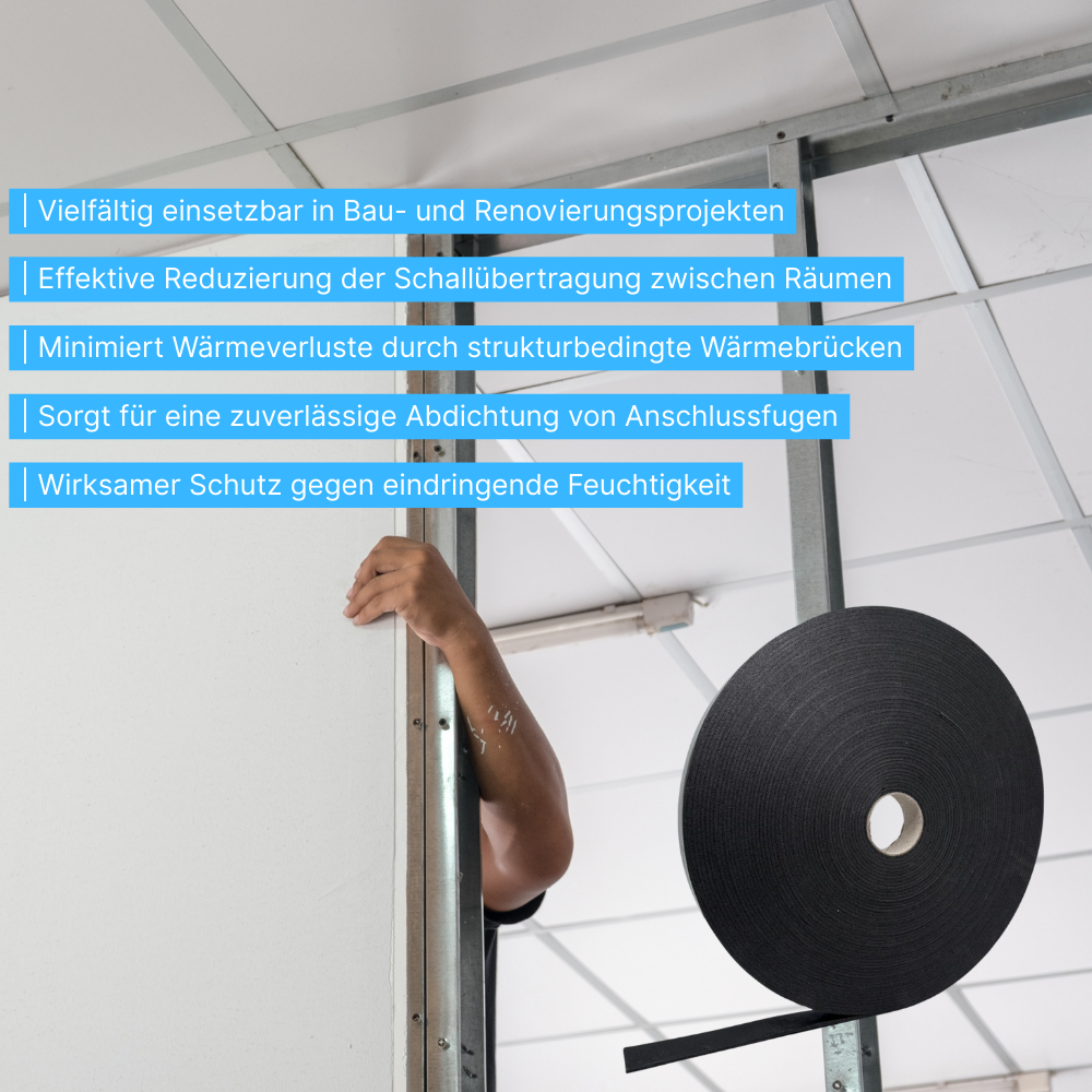 Trennwandband 30 mm x 3 mm | Selbstklebendes PE-Band 30 m Rolle