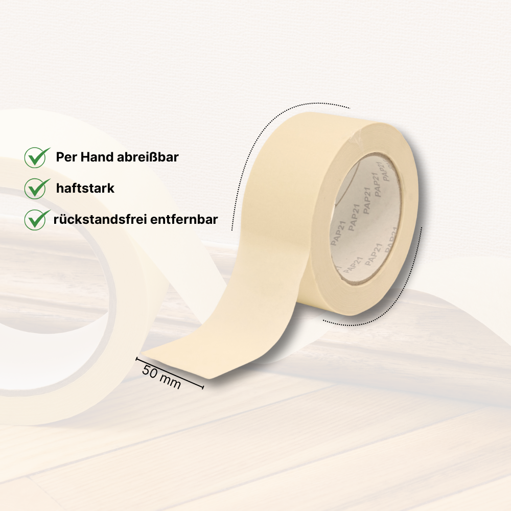 Malerkrepp Abklebeband 50 mm x 50 m – Feinkrepp Abdeckband