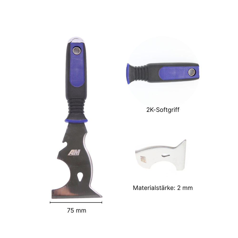 Multifunktionsspachtel PRO 75 mm Edelstahl Mehrzweckspachtel