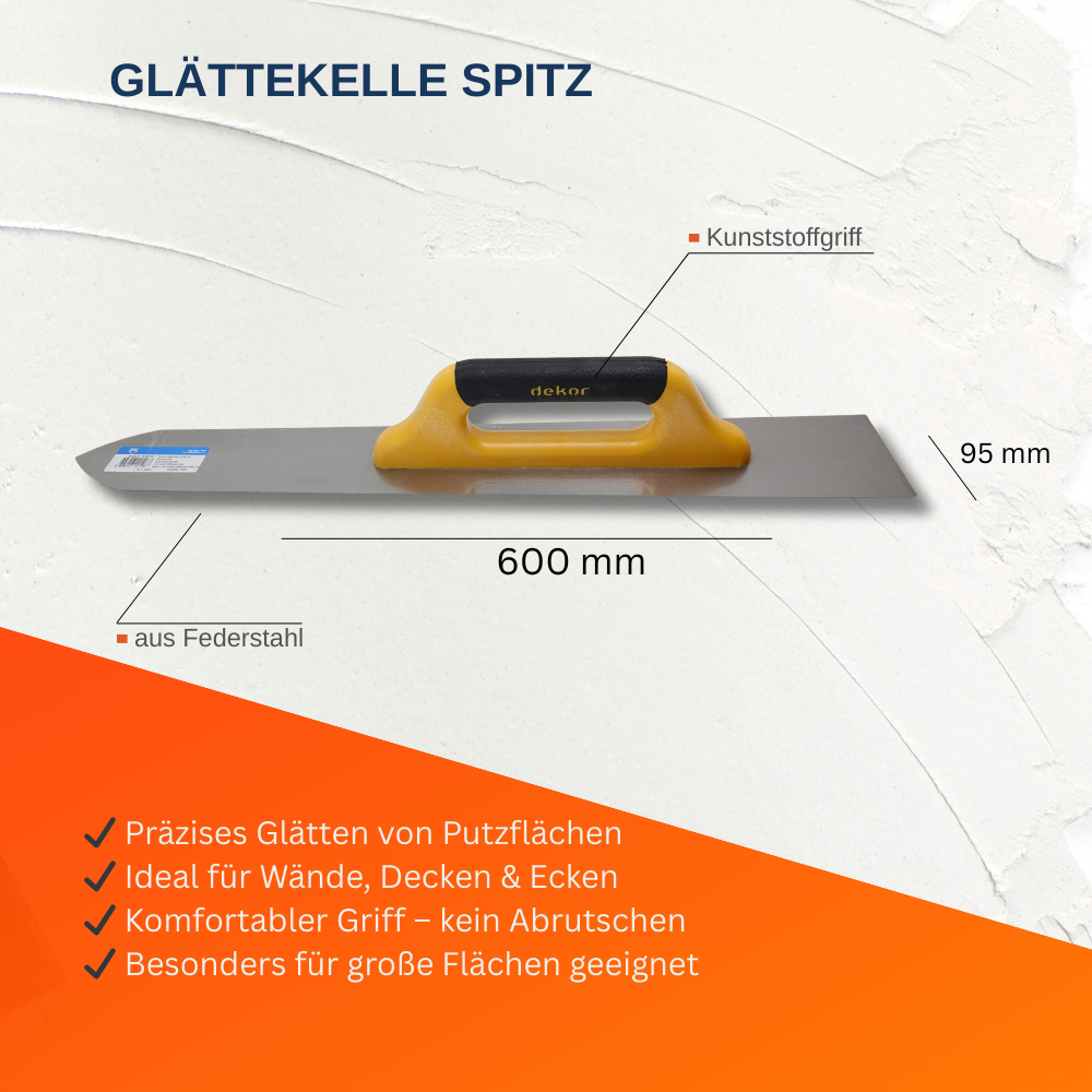 Bodenlegerkelle Glättekelle Spitz Kunststoffgriff DK-108