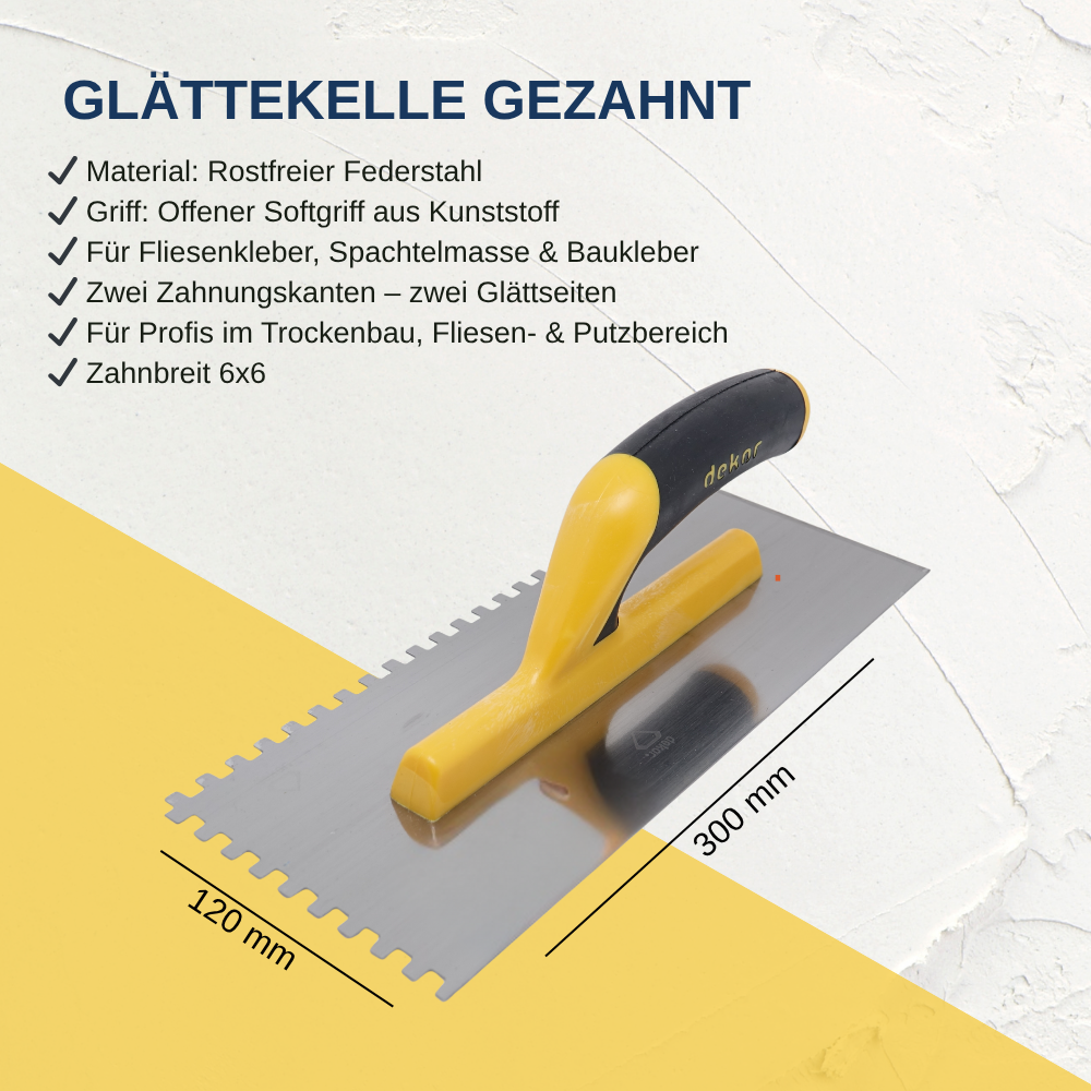 Glättekelle Gezahnt Viereckzahn 6x6 DK-402