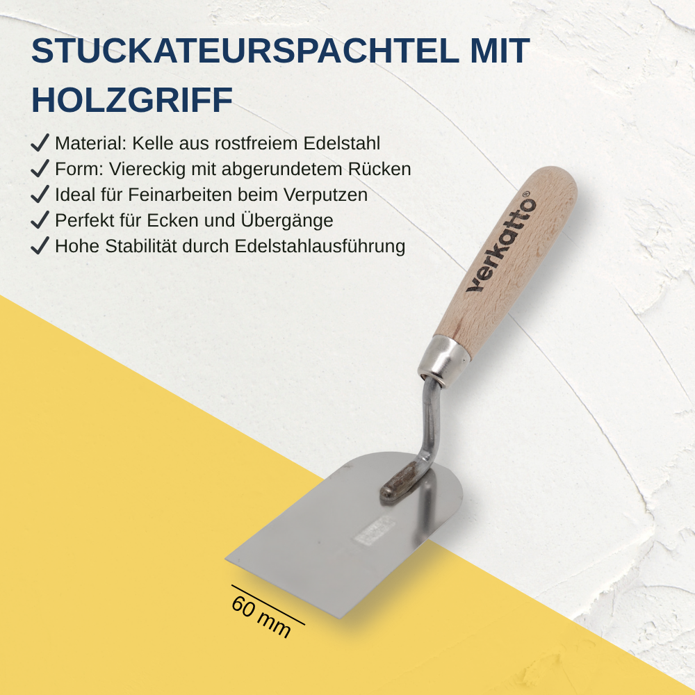 Stuckateurspachtel 60 mm mit Holzgriff, VR-5598