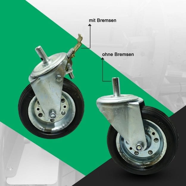 Lenkrolle ohne und mit Bremse