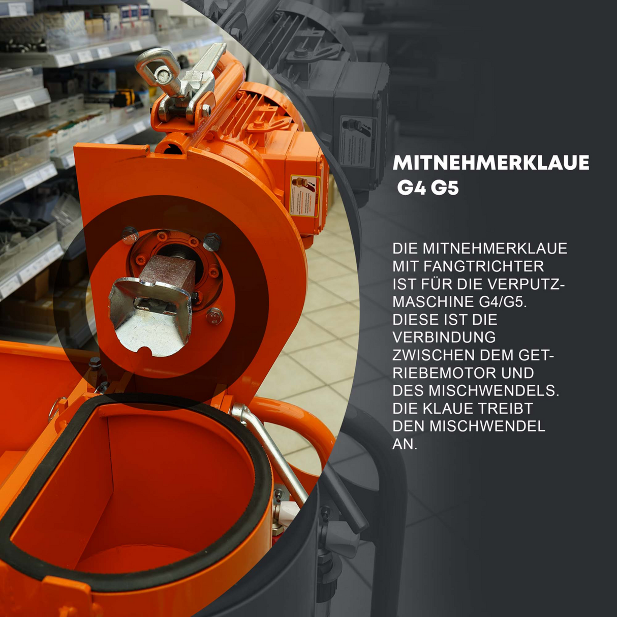 Mitnehmerklaue mit Fangtrichter