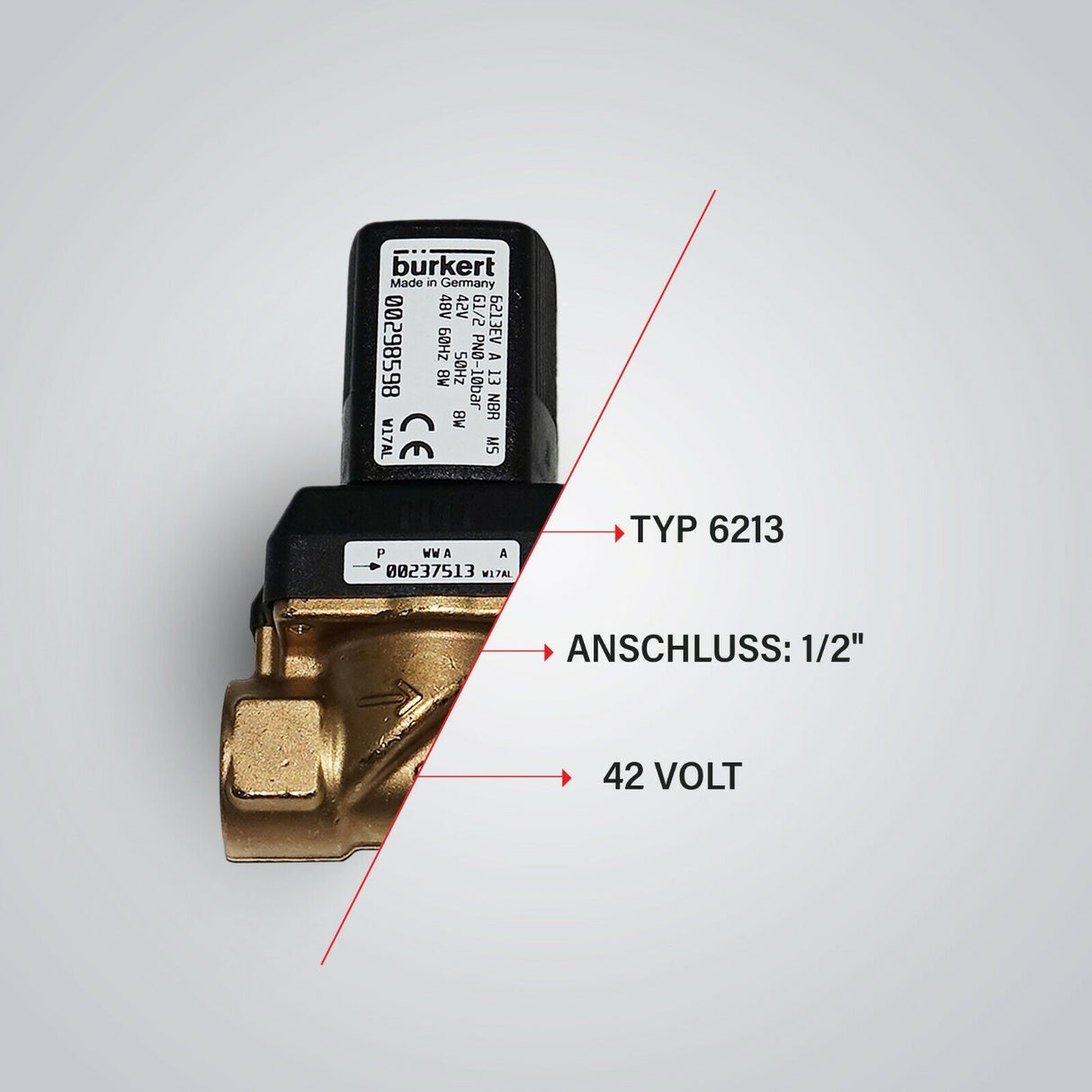 Magnetventil Messing ½“ Zoll 42V - 10 Bar 2/2-Wege