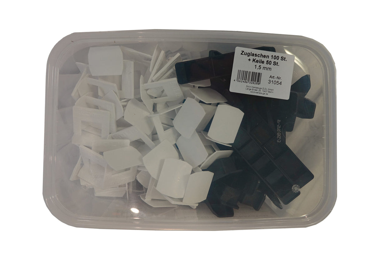 Zuglaschen 100 St. + Keile 50 St. + Zange für Fliesen Nivelliersystem