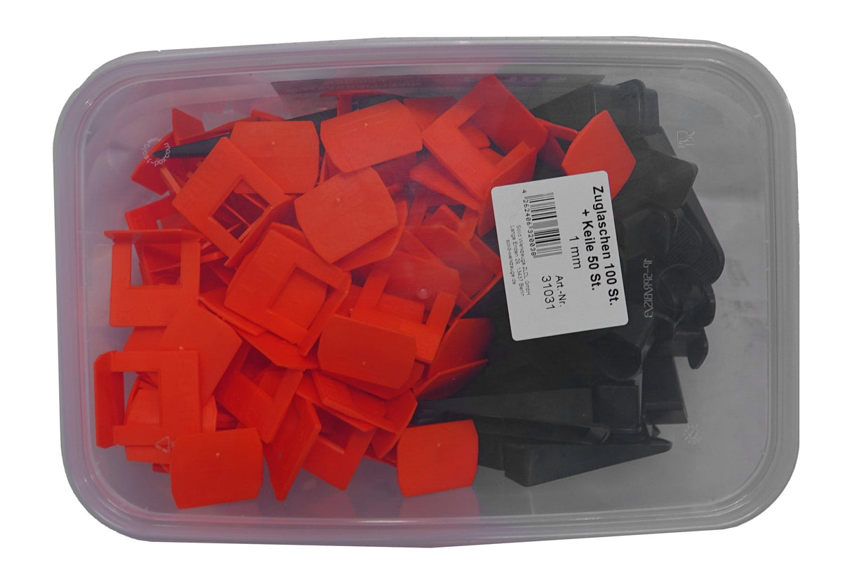 Zuglaschen 100 St. + Keile 50 St. + Zange für Fliesen Nivelliersystem