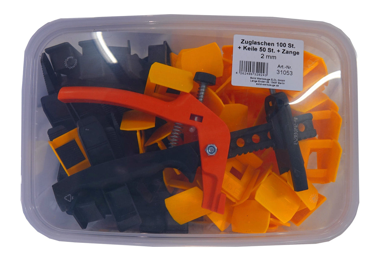 Zuglaschen 100 St. + Keile 50 St. + Zange für Fliesen Nivelliersystem