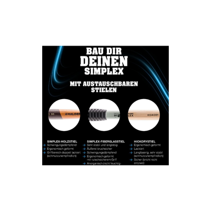 Schonhammer SIMPLEX hart Holz mit Standfuß Gummi schwarz/Nylon weiß