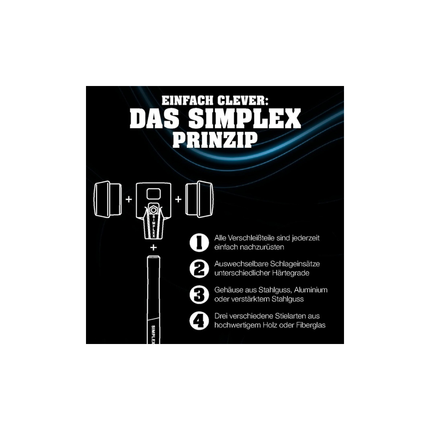 Schonhammer SIMPLEX hart Holz mit Standfuß Gummi schwarz/Nylon weiß