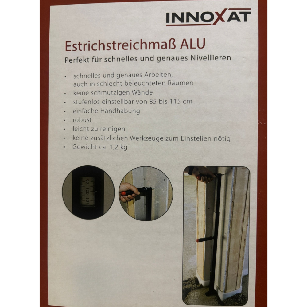 Estrichstreichmaß ALU, stufenlos einstellbar von 85 bis 115 cm