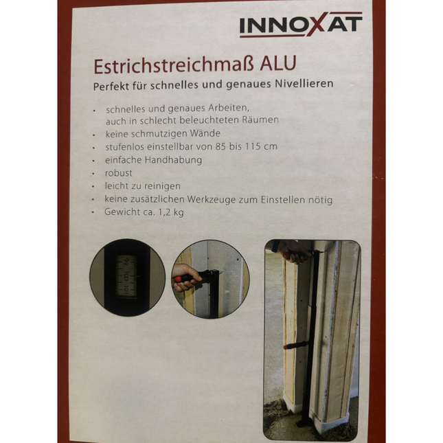 Estrichstreichmaß ALU, stufenlos einstellbar von 85 bis 115 cm