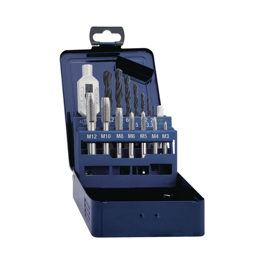 Gewindebohrer-Satz DIN 352 M3-M12 15 teilig HSS Metallkassette