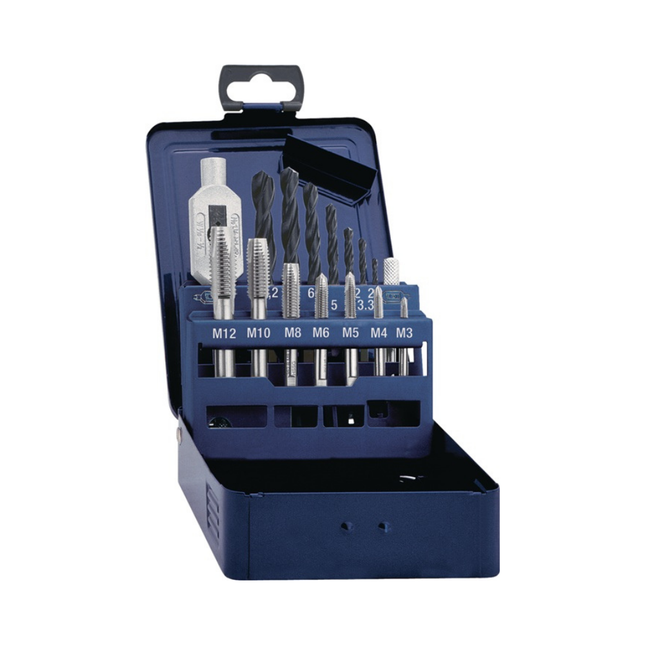 Gewindebohrer-Satz DIN 352 M3-M12 15 teilig HSS Metallkassette