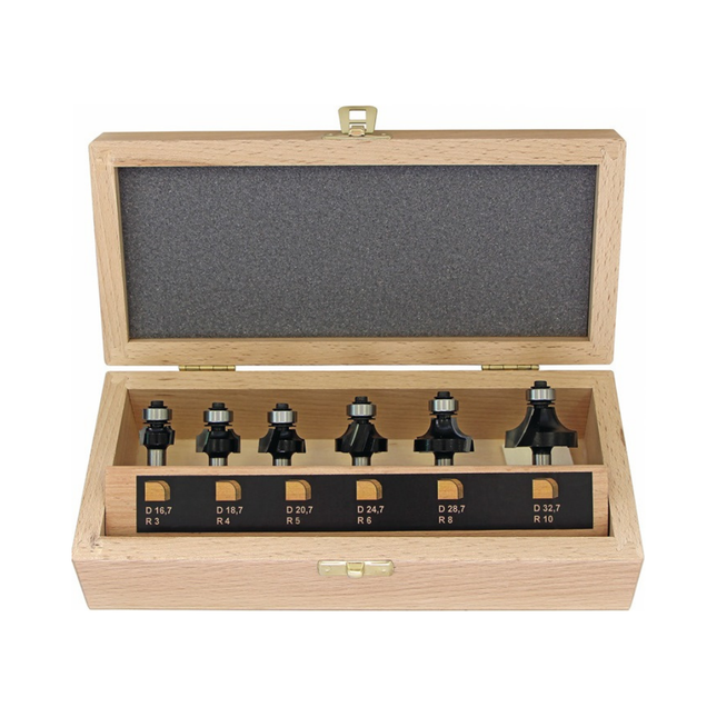 6-teilig Abrundfräser-Satz 973CT06A03 Hartmetall Schaft-Ø 8 mm