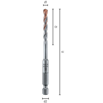 Dachziegelbohrer Gesamtlänge 100 mm – kugelgestrahlt, Passend für Standard-Akkuschrauber