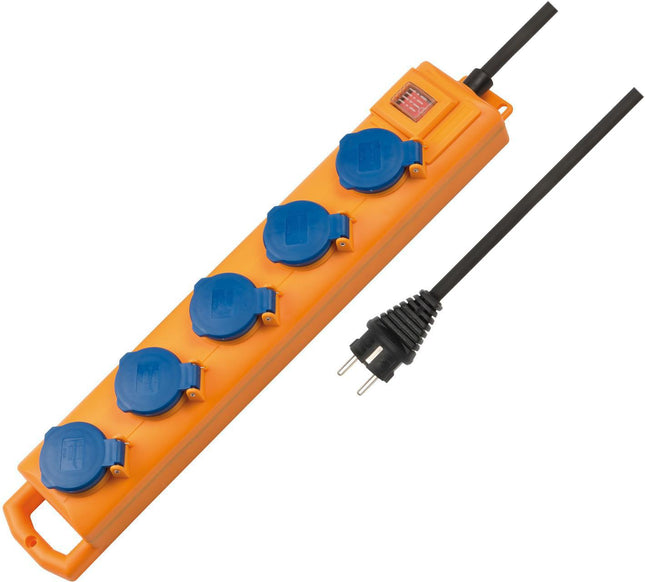 Steckdosenblock Super Solid SL 554, 5-fach, 16 A, 230 V, IP54, schwarz, 2 m H07RN-F Kabel – BRENNENSTUHL