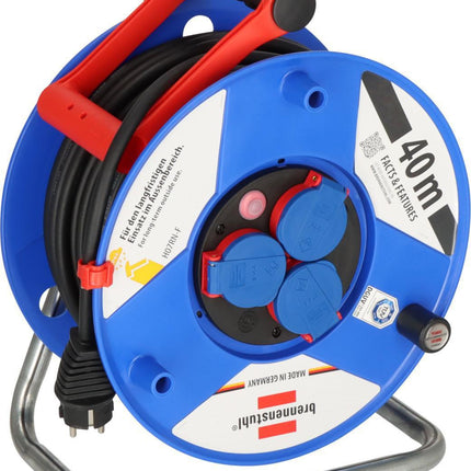 Kabeltrommel Garant 40m H07RN-F 3x1,5mm², IP44, 3 Schutzkontakt-Steckdosen, 230V – BRENNENSTUHL