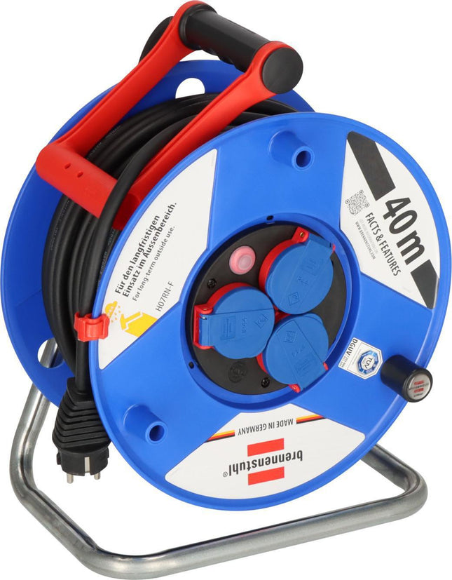 Kabeltrommel Garant 40m H07RN-F 3x1,5mm², IP44, 3 Schutzkontakt-Steckdosen, 230V – BRENNENSTUHL