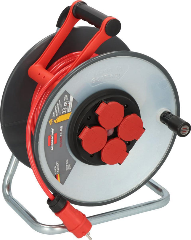 Kabeltrommel SC 3110 33m H07BQ-F 3G1,5 mm², 4 Steckdosen, IP44, Stahlblech – BRENNENSTUHL