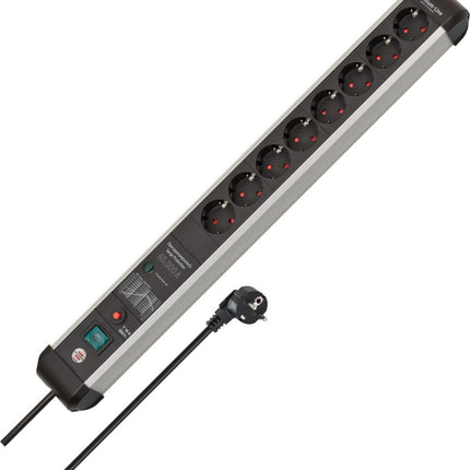 Brennenstuhl Premium-Protect-Line Steckdosenleiste 4-fach, 16 A/3500 W, 3 m, schwarz/silber