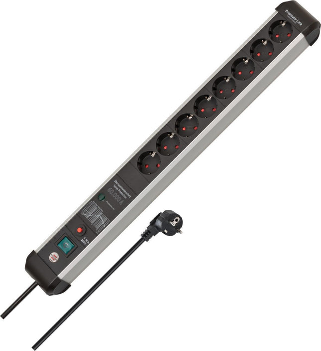 Brennenstuhl – Premium-Protect-Line Steckdosenleiste 4-fach, 16 A/3500 W, 3 m, schwarz/silber