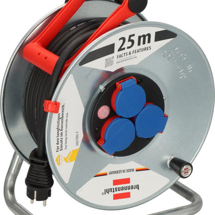 Brennenstuhl – Kabeltrommel Garant S 25m H07RN-F 3x2,5 mm², 3 Schutzkontaktsteckdosen, IP44
