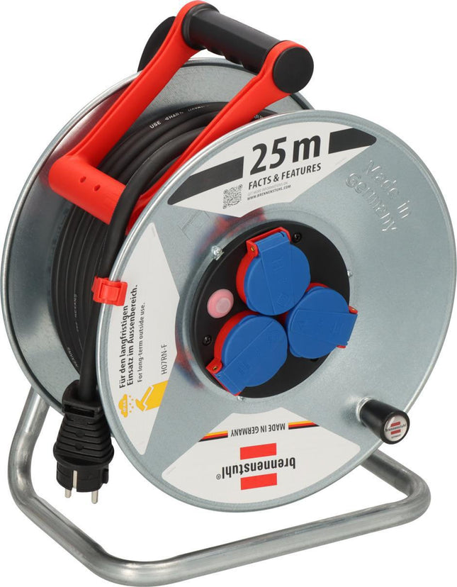 Brennenstuhl – Kabeltrommel Garant S 25m H07RN-F 3x2,5 mm², 3 Schutzkontaktsteckdosen, IP44