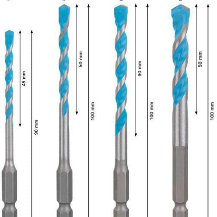 Bohrer-Set EXPERT HEX-9 Multi Construction Arbeitslänge 45/50/60/50 mm 4-teilig Ø 4/5/6/8 mm