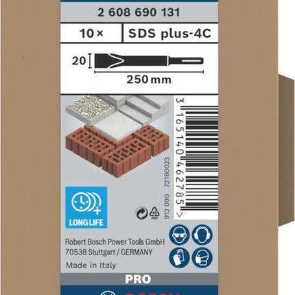 Bosch Flachmeißel SDS-plus 250 mm, Schneidenbreite 20 mm, 10er Pack