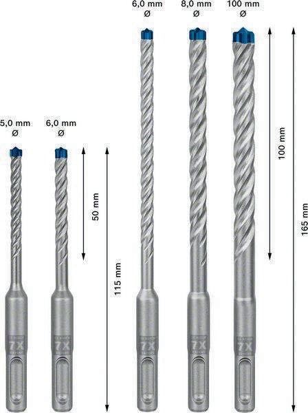 Hammerbohrer-Satz Expert plus 7X 5- teilig SDS Plus Kunststoffkassette mit Euroloch