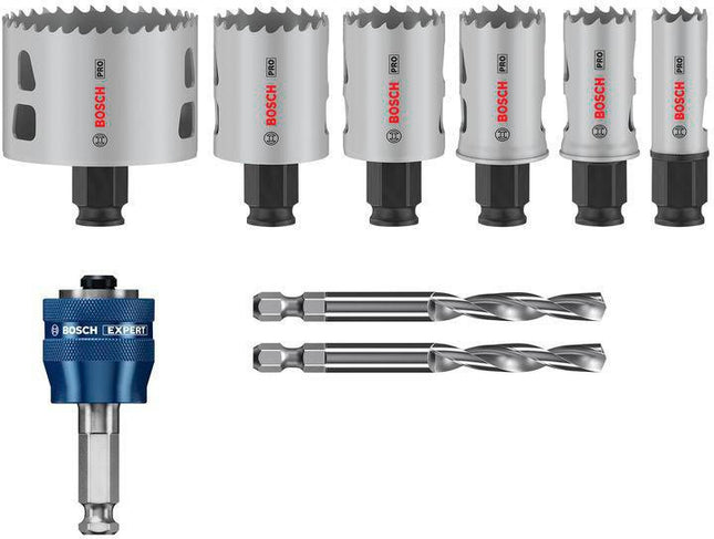 9-teilig BOSCH Lochsägen-Set PRO Multi Material PC Plus (19 25 30 35 40 68 mm) – HSS-Metall 8 % Kobalt Schnitttiefe 44
