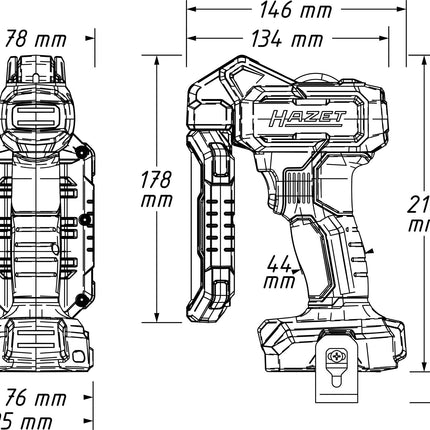 HAZET LED-Arbeitsleuchte 9579-10, 18V, 1000 lm, Akku-Grundgerät
