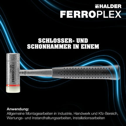 HALDER FERROPLEX Schon- und Schlosserhammer hart, Länge 290 mm, Kopf-Ø 30 mm