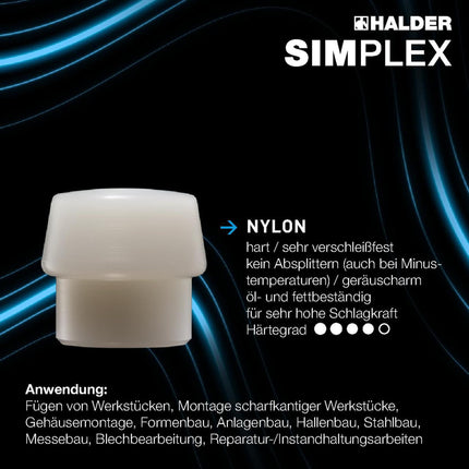 HALDER SIMPLEX Schonhammerkopf Nylon weiß hart, Ø 30 mm, Erwin Halder KG