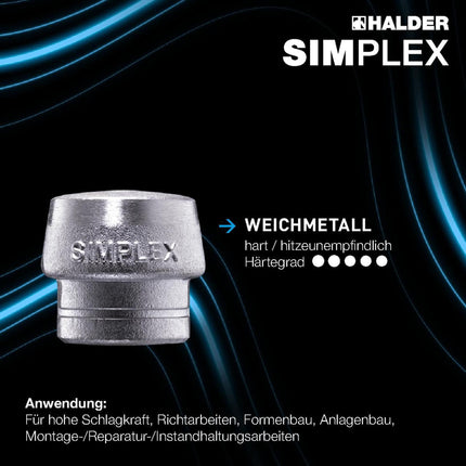 HALDER SIMPLEX Schonhammerkopf 40 mm Weichmetall silber hart – Erwin Halder KG