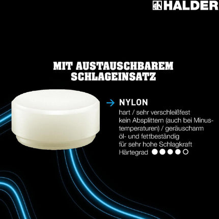 HALDER SUPERCRAFT Schonhammerkopf Ersatzkopf Nylon weiß Ø 20 mm