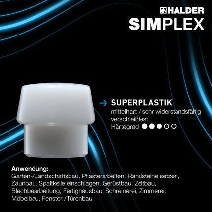 HALDER SIMPLEX Vorschlaghammer, Kopf-Ø 80 mm, Länge 800 mm, 3170 g – 2-teiliges Spanngehäuse aus Temperguss