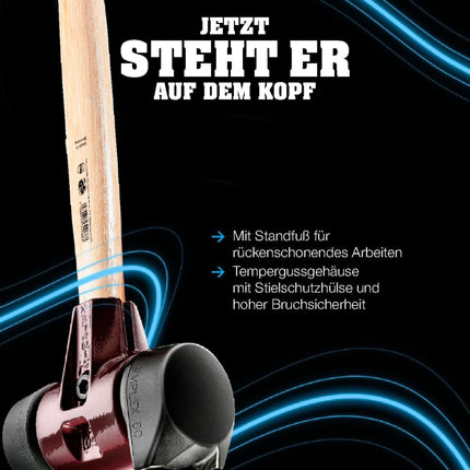 SIMPLEX Vorschlaghammer 3027.281, Kopf-Ø 80 mm, Länge 800 mm, 3220 g, mit Standfuß – HALDER